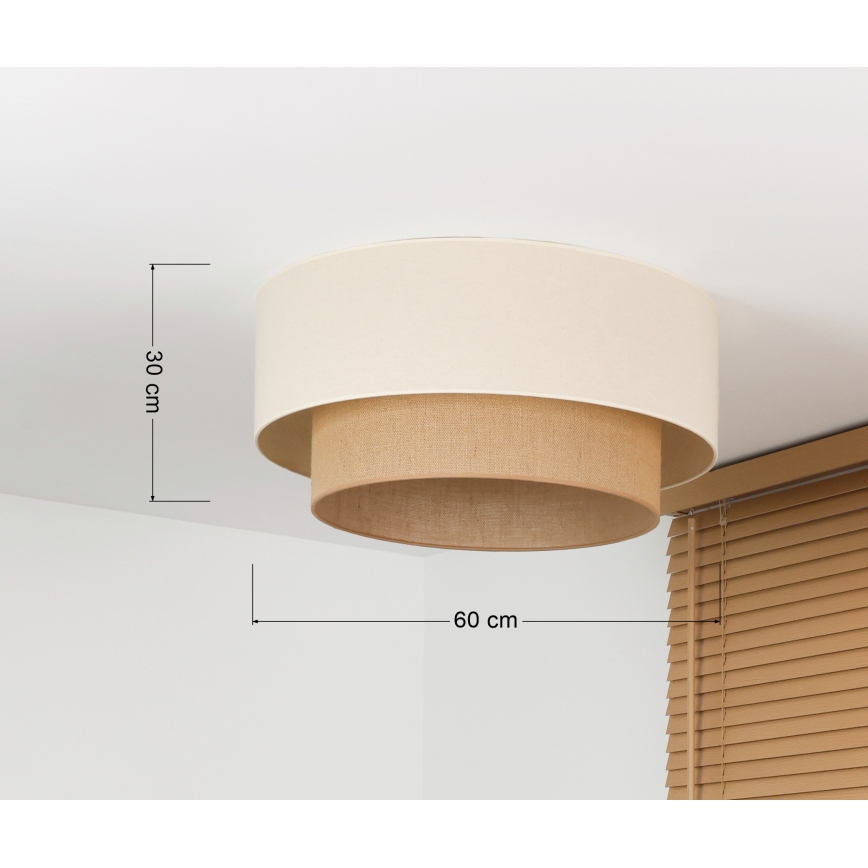 Duolla - Plafonnier BOHO 3xE27/15W/230V Ø 60 cm crème/beige