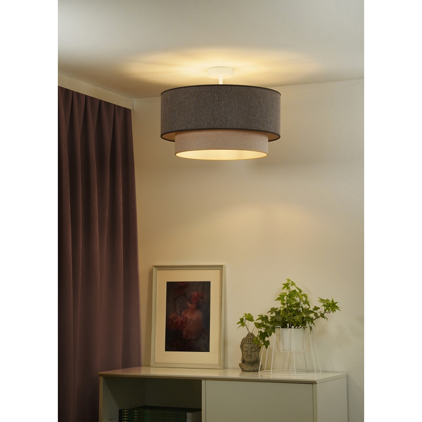 Duolla - Plafonnier BOHO ECO RECYCLING 1xE27/15W/230V d. 45 cm marron/crème