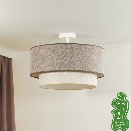 Duolla - Plafonnier BOHO ECO RECYCLING 1xE27/15W/230V d. 45 cm marron/crème