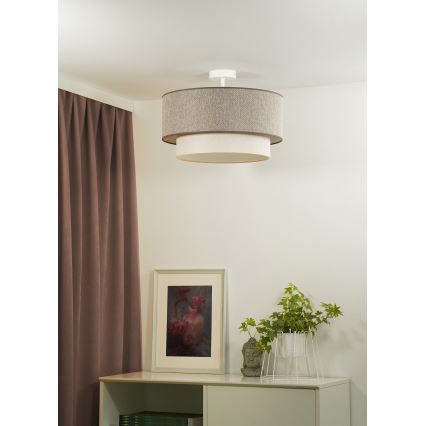 Duolla - Plafonnier BOHO ECO RECYCLING 1xE27/15W/230V d. 45 cm marron/crème