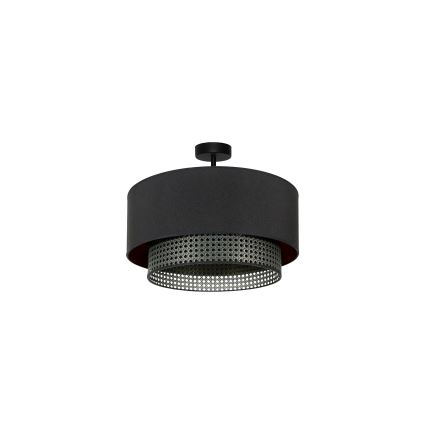 Duolla - Plafonnier BOHO RATTAN 1xE27/15W/230V d. 45 cm noir