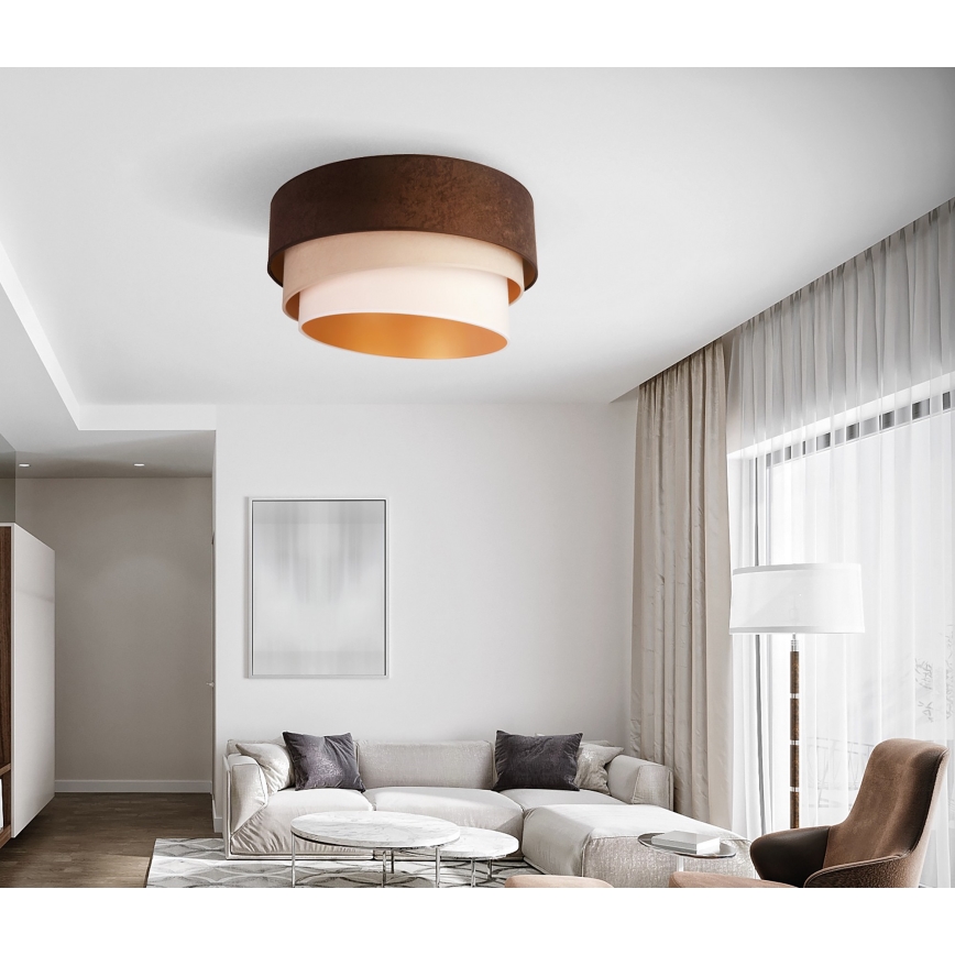 Duolla - Plafonnier DEVON 1xE27/40W/230V d. 45 cm marron/beige