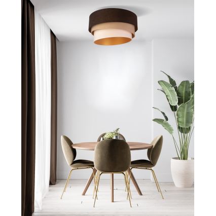 Duolla - Plafonnier DEVON 1xE27/40W/230V d. 45 cm marron/beige