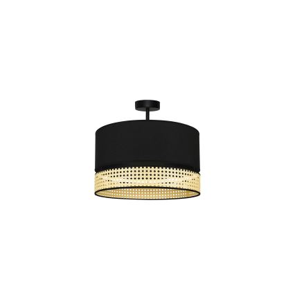 Duolla - Plafonnier DOUBLE RATTAN 1xE27/15W/230V d. 40 cm noir/beige