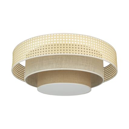 Duolla - Plafonnier LUNETA LED/26W/230V d. 60 cm 4000K rotin/beige/marron