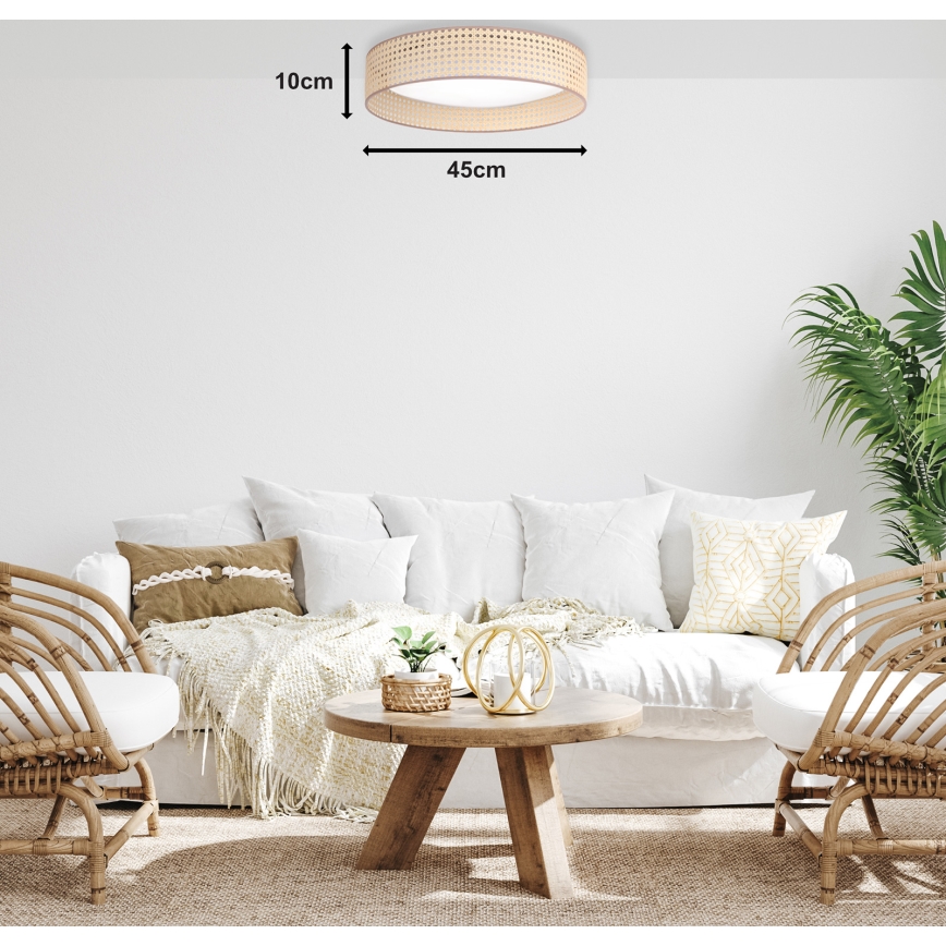 Duolla - Plafonnier ROLLER LED/24W/230V d. 45 cm rotin