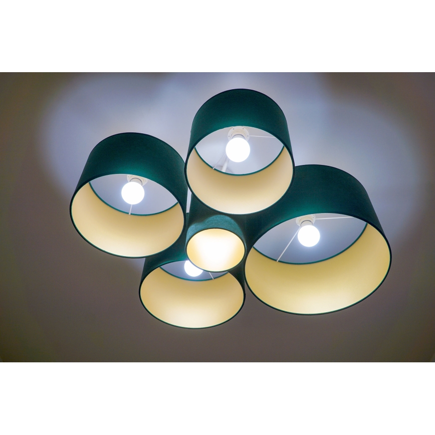 Duolla - Plafonnier ROLLER PENTO 5xE27/60W/230V vert/doré