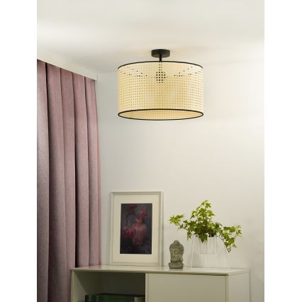 Duolla - Plafonnier ROLLER RATTAN 1xE27/15W/230V d. 45 cm beige/noir