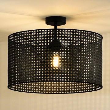 Duolla - Plafonnier ROLLER RATTAN 1xE27/15W/230V d. 45 cm noir