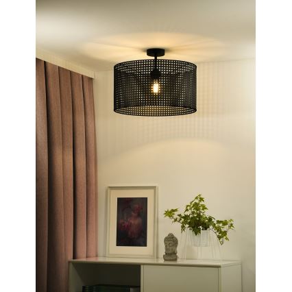 Duolla - Plafonnier ROLLER RATTAN 1xE27/15W/230V d. 45 cm noir