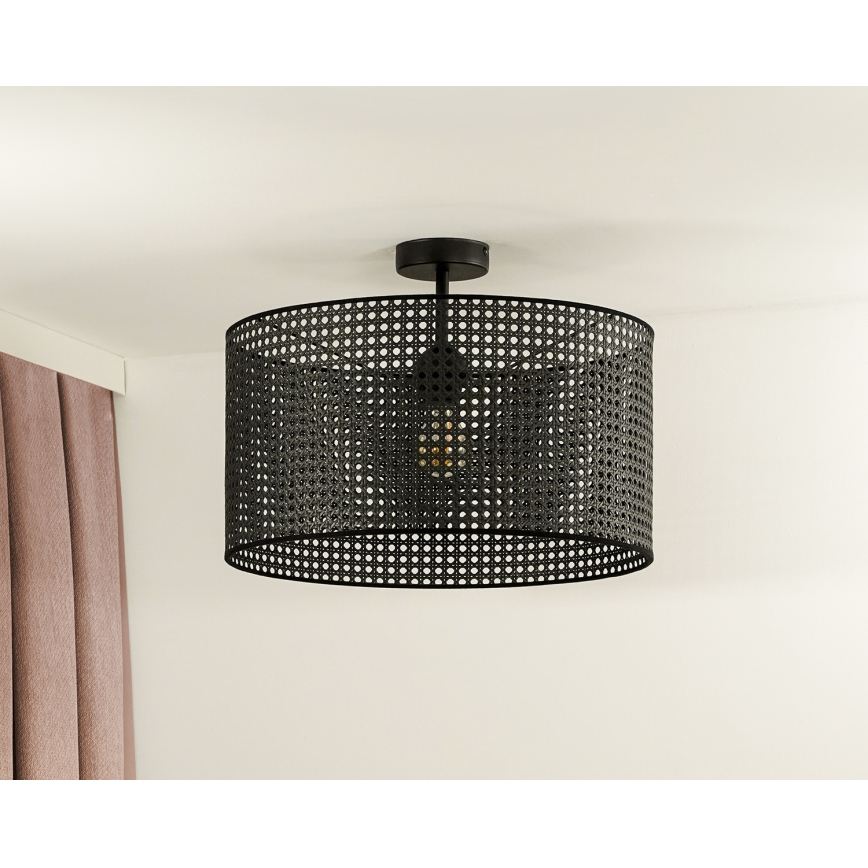 Duolla - Plafonnier ROLLER RATTAN 1xE27/15W/230V d. 45 cm noir