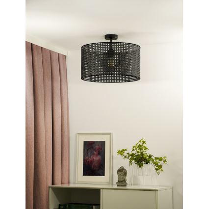 Duolla - Plafonnier ROLLER RATTAN 1xE27/15W/230V d. 45 cm noir