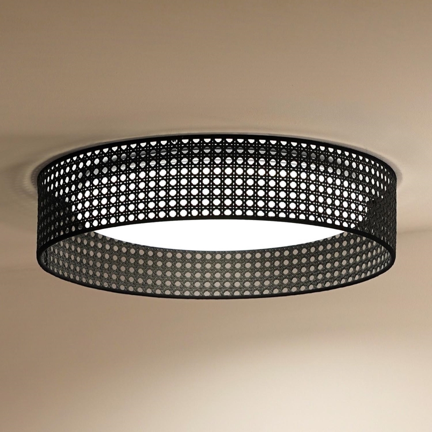 Duolla - Plafonnier ROLLER RATTAN LED/24W/230V d. 45 cm noir