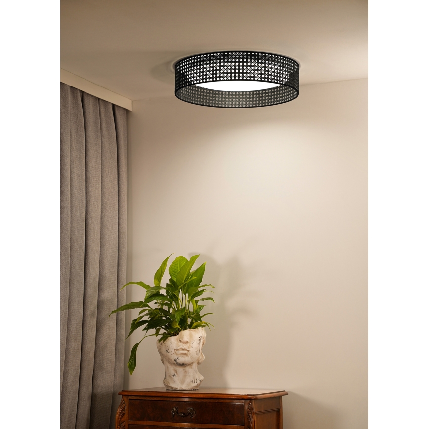 Duolla - Plafonnier ROLLER RATTAN LED/24W/230V d. 45 cm noir