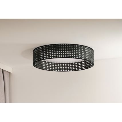 Duolla - Plafonnier ROLLER RATTAN LED/24W/230V d. 45 cm noir