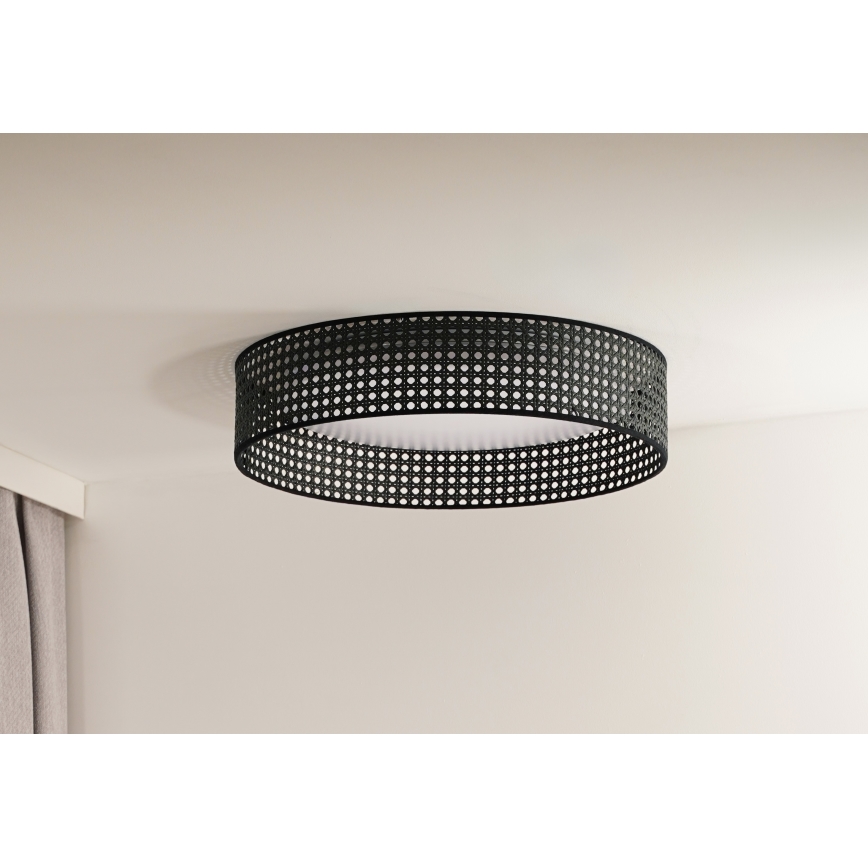 Duolla - Plafonnier ROLLER RATTAN LED/24W/230V d. 45 cm noir