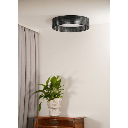 Duolla - Plafonnier ROLLER RATTAN LED/24W/230V d. 45 cm noir