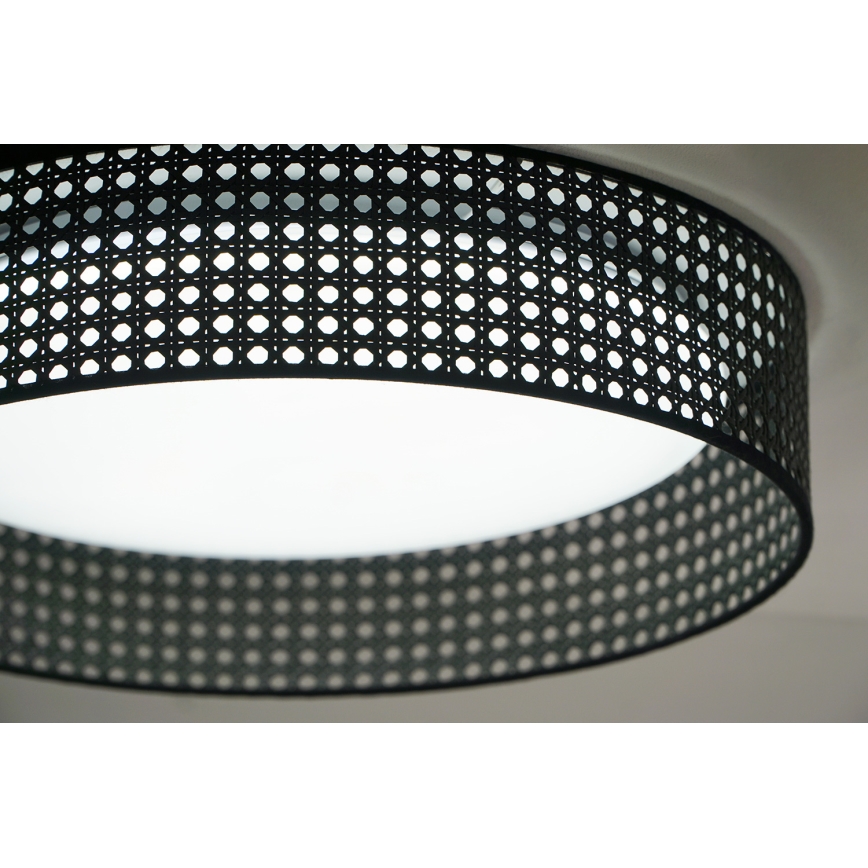Duolla - Plafonnier ROLLER RATTAN LED/24W/230V d. 45 cm noir