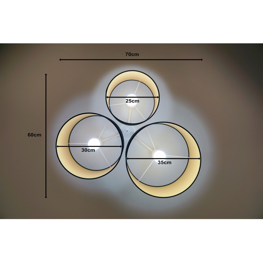 Duolla - Plafonnier ROLLER TRIO 3xE27/60W/230V noir/doré