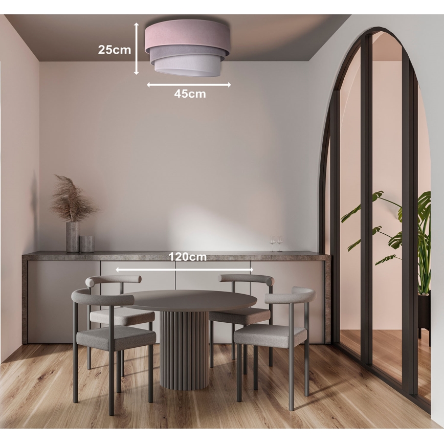 Duolla - Plafonnier TRIO 1xE27/15W/230V diam. 45 cm rose/gris/blanc