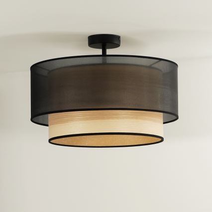 Duolla - Plafonnier WOOD BOHO 1xE27/15W/230V d. 45 cm noir/beige