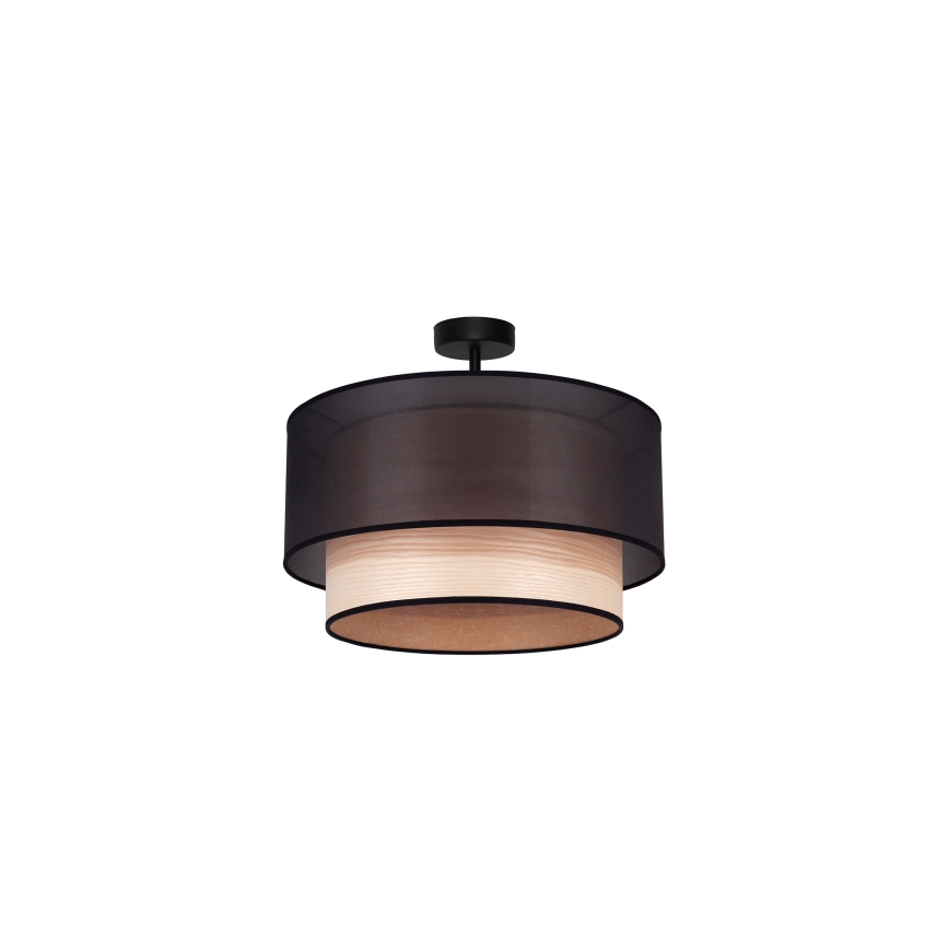 Duolla - Plafonnier WOOD BOHO 1xE27/15W/230V d. 45 cm noir/beige