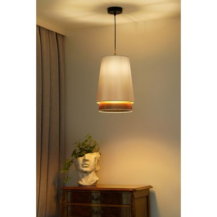 Duolla - Suspension filaire BELL SHINY 1xE27/15W/230V d. 25 cm blanc/cuivre