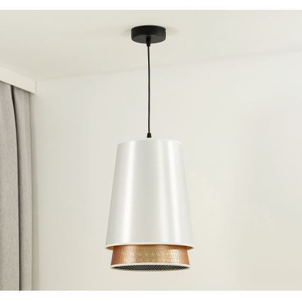 Duolla - Suspension filaire BELL SHINY 1xE27/15W/230V d. 25 cm blanc/cuivre