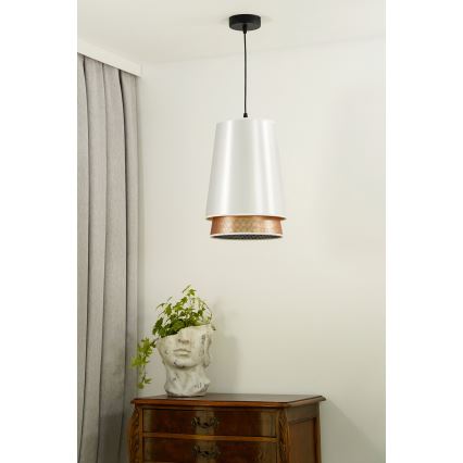 Duolla - Suspension filaire BELL SHINY 1xE27/15W/230V d. 25 cm blanc/cuivre