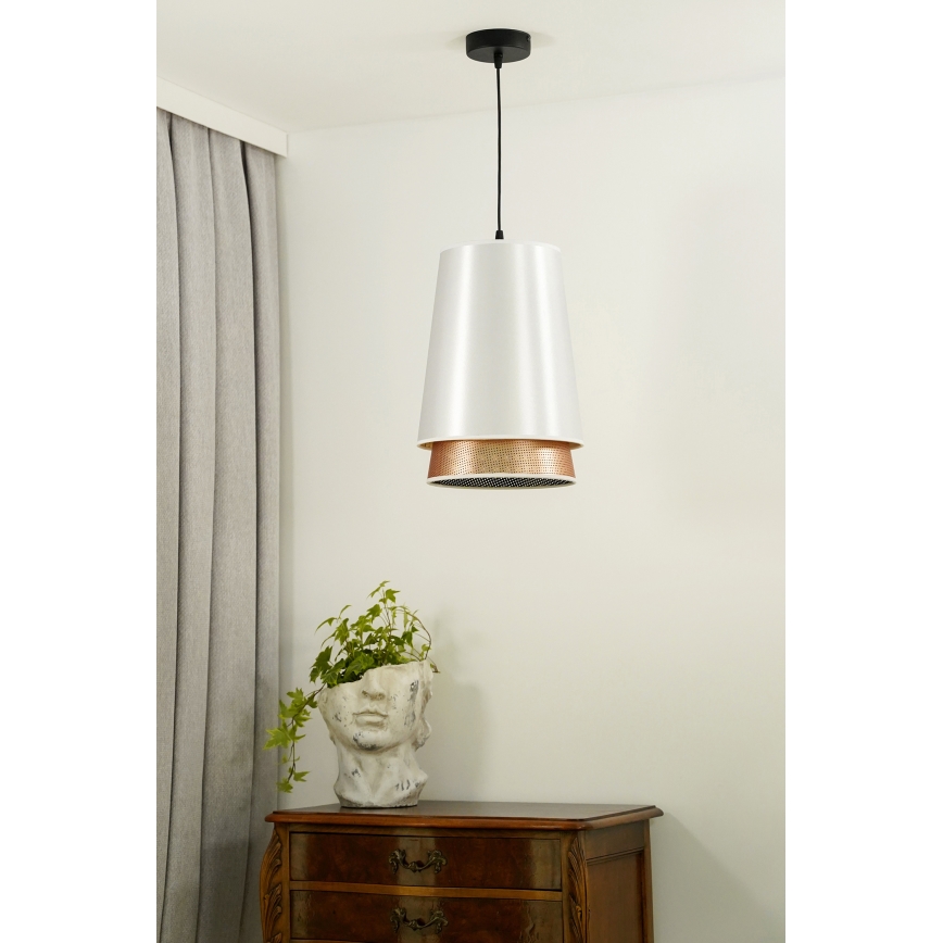 Duolla - Suspension filaire BELL SHINY 1xE27/15W/230V d. 25 cm blanc/cuivre