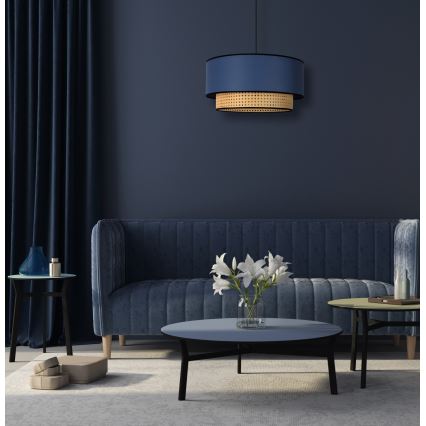 Duolla - Suspension filaire BOHO 1xE27/15W/230V d. 45 cm bleu/rotin