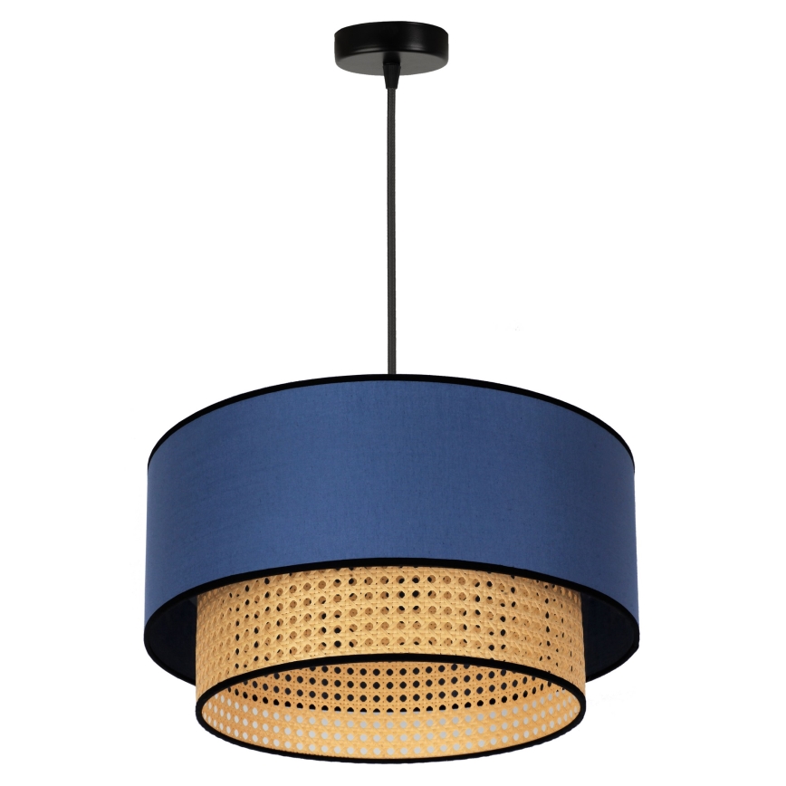 Duolla - Suspension filaire BOHO 1xE27/15W/230V d. 45 cm bleu/rotin