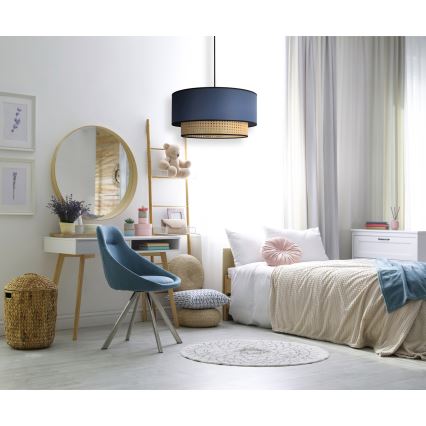 Duolla - Suspension filaire BOHO 1xE27/15W/230V d. 45 cm bleu/rotin