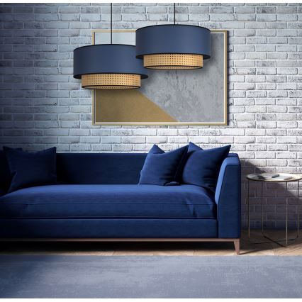 Duolla - Suspension filaire BOHO 1xE27/15W/230V d. 45 cm bleu/rotin