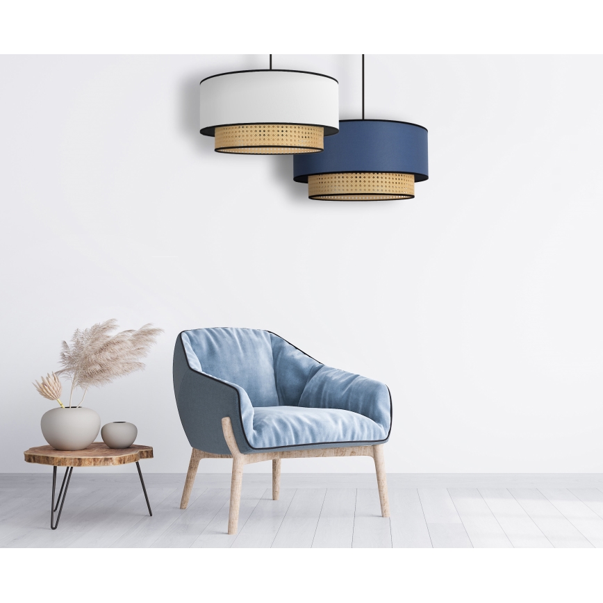 Duolla - Suspension filaire BOHO 1xE27/15W/230V d. 45 cm bleu/rotin