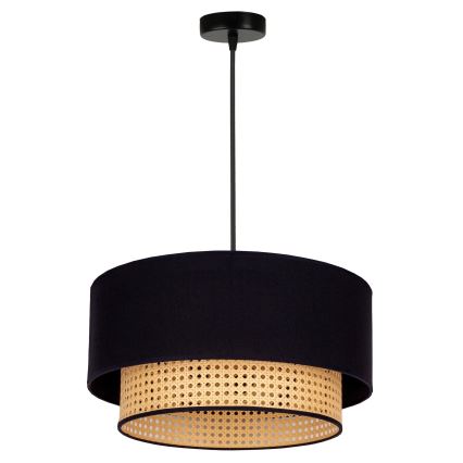 Duolla - Suspension filaire BOHO 1xE27/15W/230V d. 45 cm noir/rotin