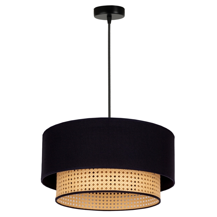 Duolla - Suspension filaire BOHO 1xE27/15W/230V d. 45 cm noir/rotin