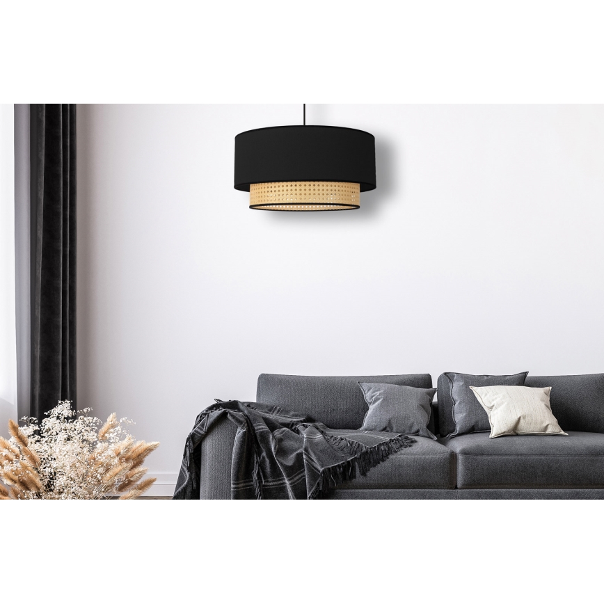 Duolla - Suspension filaire BOHO 1xE27/15W/230V d. 45 cm noir/rotin
