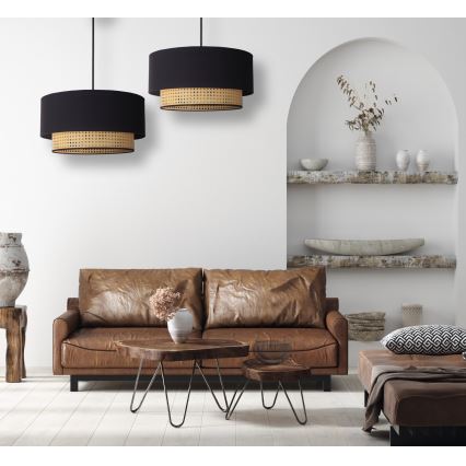 Duolla - Suspension filaire BOHO 1xE27/15W/230V d. 45 cm noir/rotin