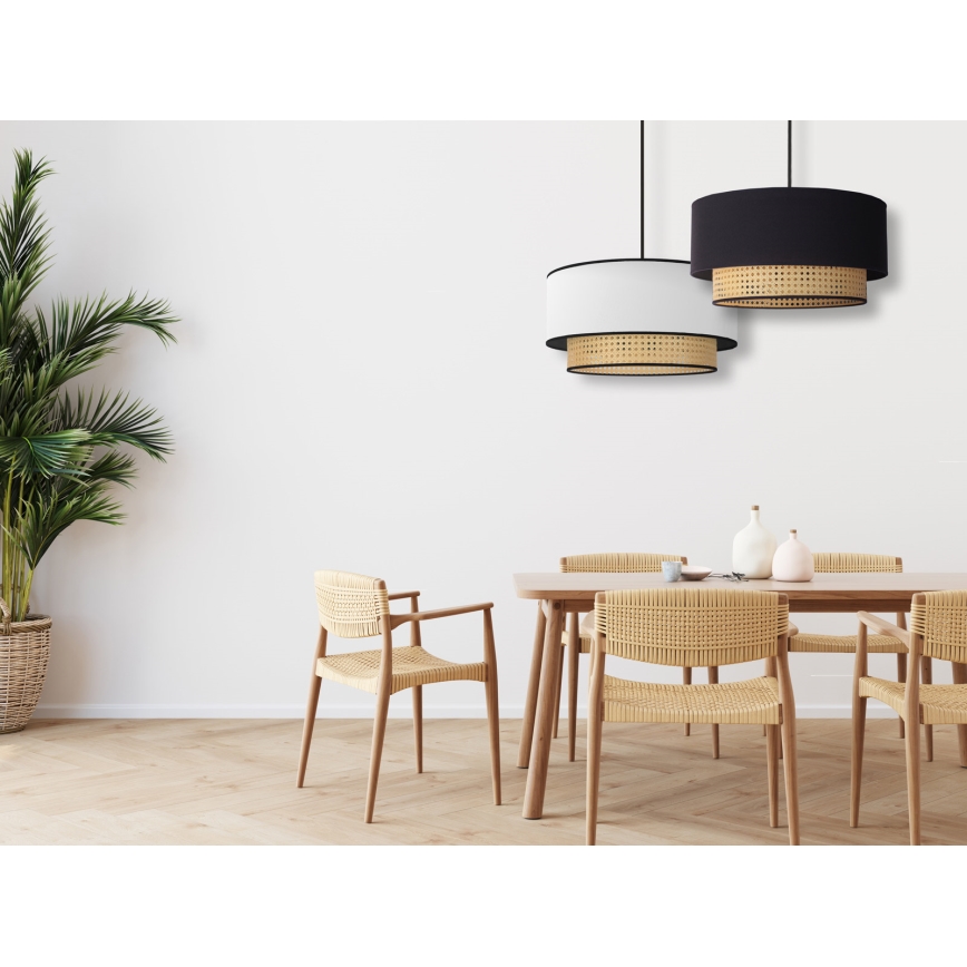 Duolla - Suspension filaire BOHO 1xE27/15W/230V d. 45 cm noir/rotin