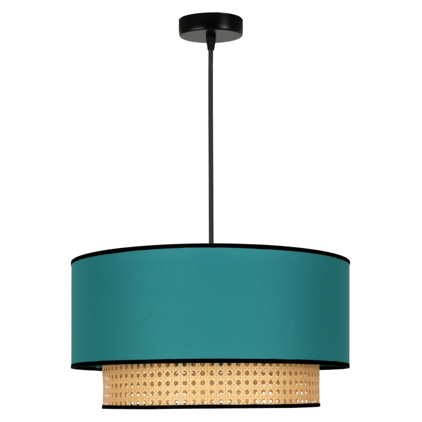 Duolla - Suspension filaire BOHO 1xE27/15W/230V d. 45 cm turquoise/rotin
