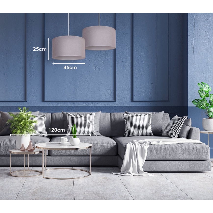 Duolla - Suspension filaire BRISTOL 1xE27/40W/230V d. 45 cm gris