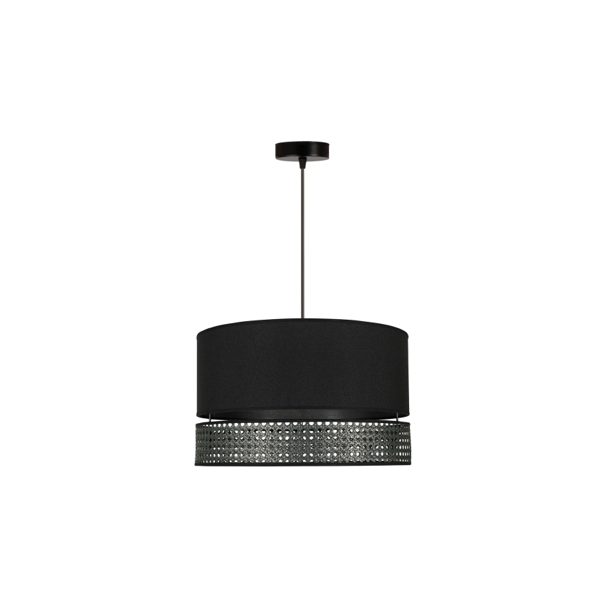 Duolla - Suspension filaire DOUBLE RATTAN 1xE27/15W/230V d. 40 cm noir