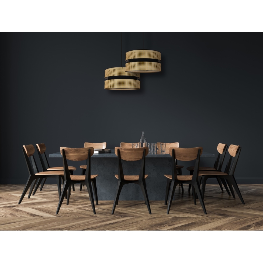 Duolla - Suspension filaire DUO 1xE27/15W/230V d. 40 cm rotin/noir