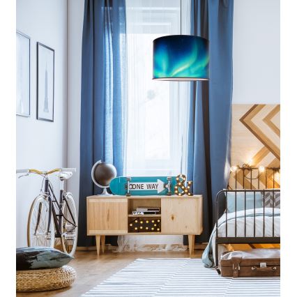 Duolla - Suspension filaire PRINT L 1xE27/40W/230V d. 45 cm noir/turquoise