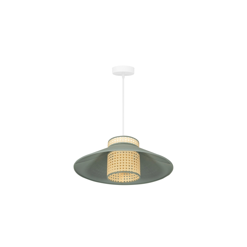 Duolla - Suspension filaire RIO RATTAN 1xE27/15W/230V d. 45 cm vert/rotin