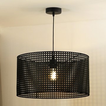 Duolla - Suspension filaire ROLLER RATTAN 1xE27/15W/230V d. 45 cm noir