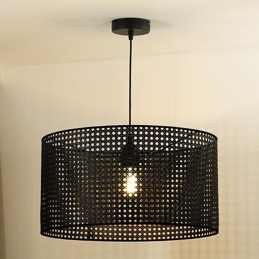Duolla - Suspension filaire ROLLER RATTAN 1xE27/15W/230V d. 45 cm noir