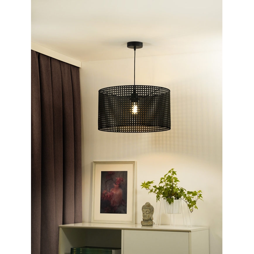 Duolla - Suspension filaire ROLLER RATTAN 1xE27/15W/230V d. 45 cm noir