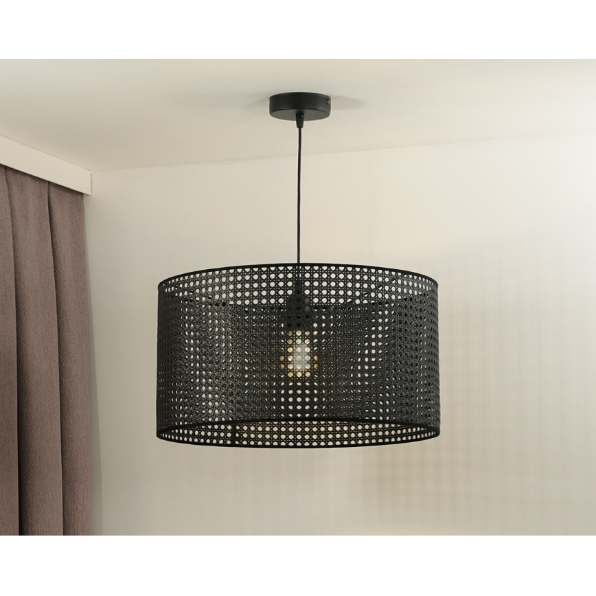 Duolla - Suspension filaire ROLLER RATTAN 1xE27/15W/230V d. 45 cm noir